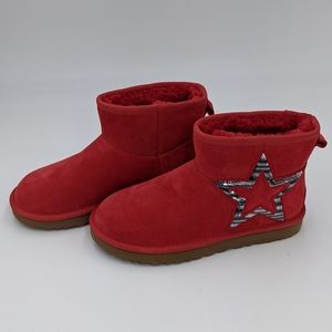 UGG Classic Mini Sequin Star Boots Red